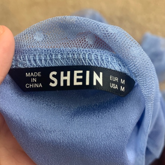 SHEIN mesh mock neck polka dot crop top - Picture 5 of 9